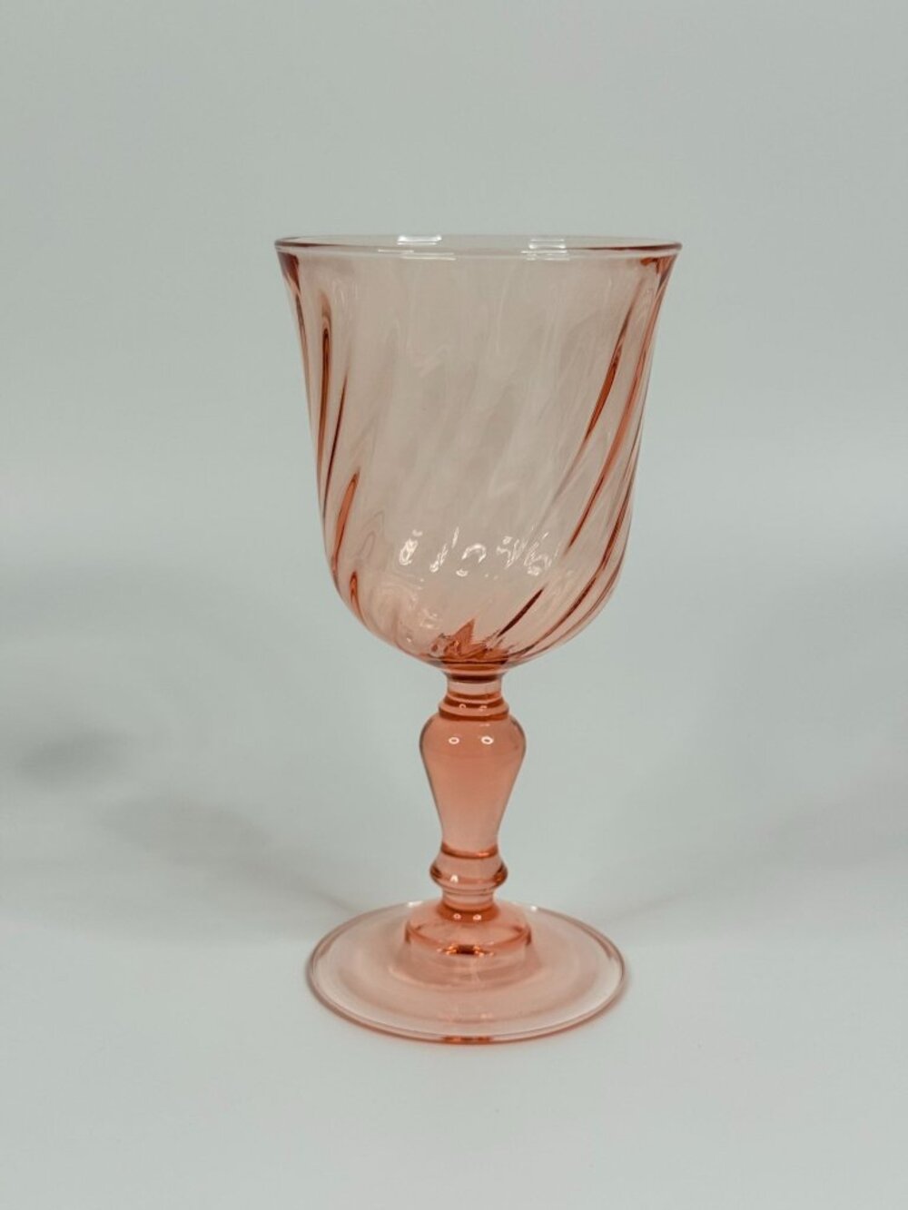 6.5" Cristal d'Arques Durand Rosaline Pink Swirl Optic Wine Glass